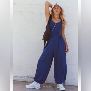 Free People Movement Smockin' Hot Wide Leg Jumper Romper In BLACK/see pics NWOT